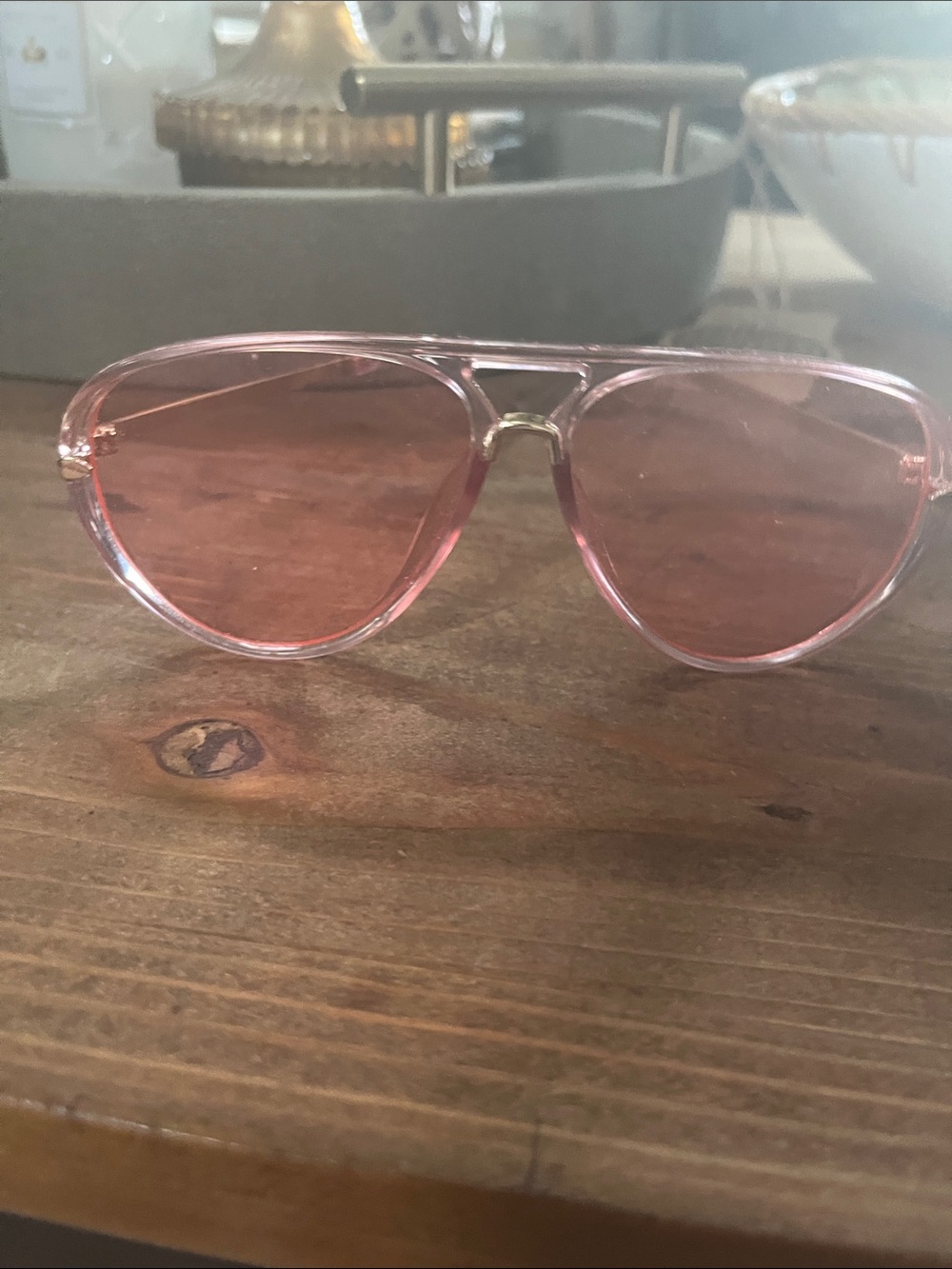 Pink Aviator Sunglasses - Transparent Pink Frame
